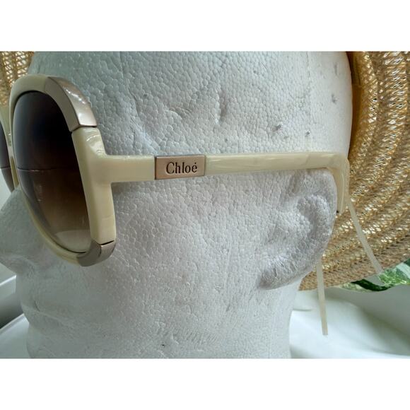 Authentic Chloe Myrte CL 2119 Oversized Ivory Sunglasses with Case